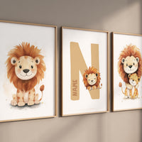 Lion prints, lion nursery, safari animal wall art, lion family decor, baby nursery prints, jungle themed posters, safari themed, lion poster