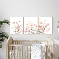 Wildflower Nursery, Boho prints, Botanical Prints, girl nursery decor, floral nursery, blush pink, flower nursery, home decor