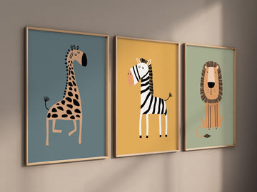 Safari Nursery Wall Prints, Boho Nursery Prints, jungle animals, earth colors, Nursery Art, animal Nursery Decor, animal prints
