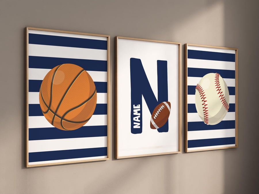 Sports wall art for kids, personalized name prints, basketball print, baseball  print, football nursery art, boys sports-themed room decor