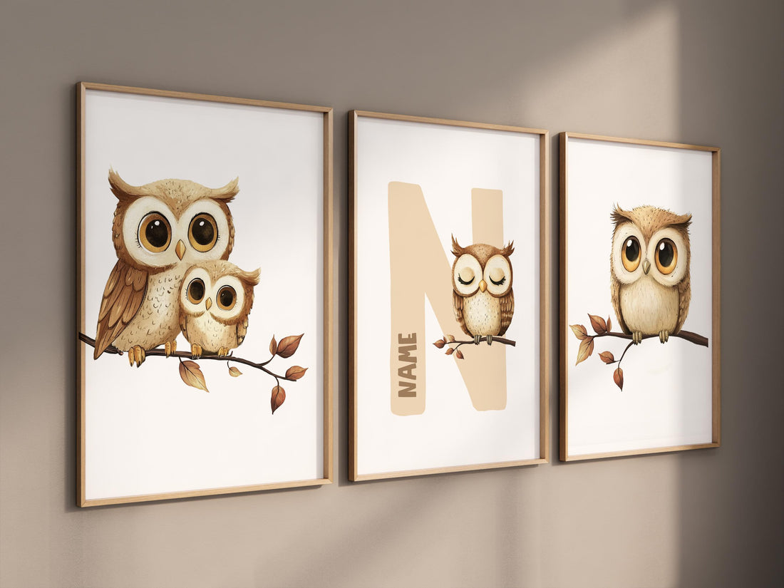 Owl wall art, owl nursery decor, cute owl prints, neutral gender nursery art, Owl wall art, owl prints for nursery, owl wall art, baby room