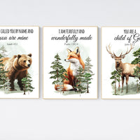 Nursery decor woodland, mountain wall art, tree nursery decor, adventure theme nursery, forest, sage green, bible nursery, verse nursery