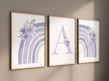 Rainbow nursery, girl nursery decor, purple nursery, rainbow nursery wall art, lavender nursery, lilac nursery, girls room decor