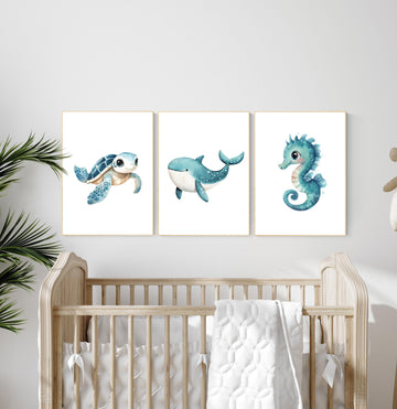 Ocean nursery decor, Nautical nursery print set, under the sea nursery, gender neutral nursery, ocean, nautical, Under the sea wall art
