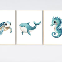Ocean nursery decor, Nautical nursery print set, under the sea nursery, gender neutral nursery, ocean, nautical, Under the sea wall art