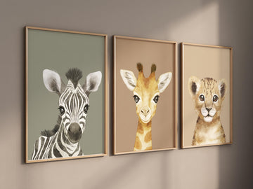 Safari animal wall art set, Animal Prints, Animal Nursery wall art, safari animals, animal Nursery Decor, gender neutral nursery, baby room
