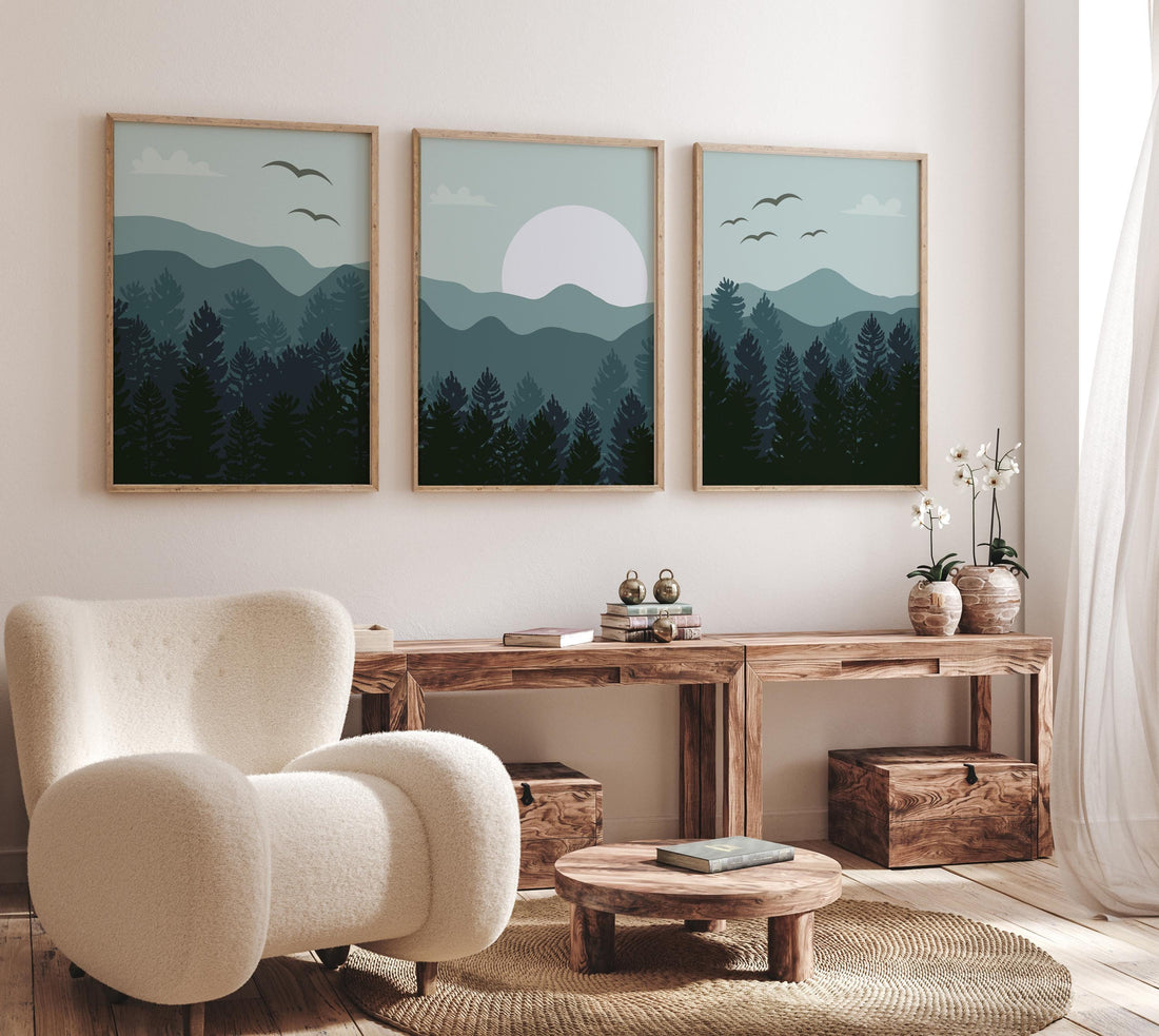 Nursery decor woodland, mountain wall art, tree nursery decor, adventure theme nursery, forest nursery, home decor