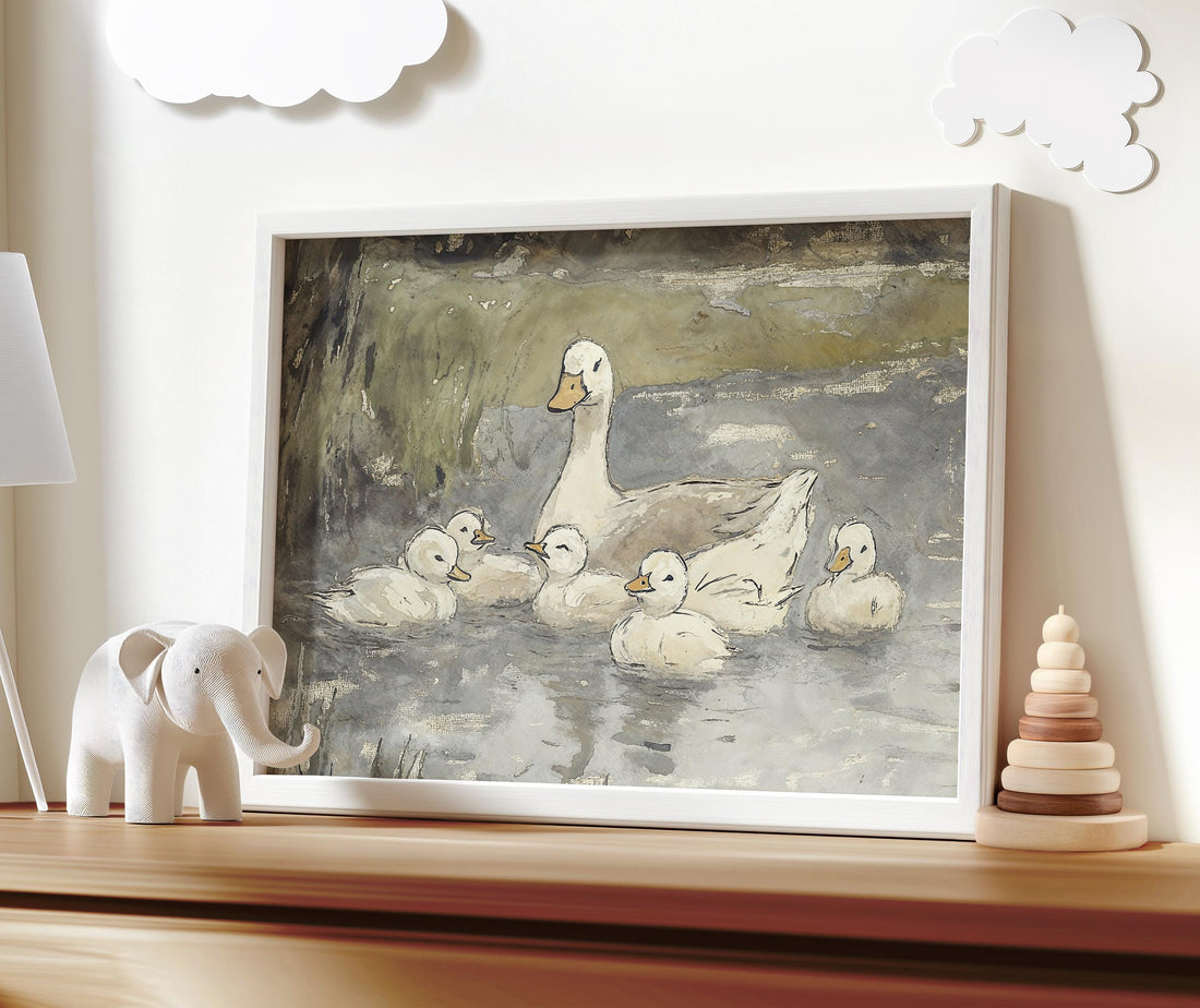 Duck Family wall art, nursery decor, ducklings nursery, duck print, gender neutral, duck wall art, nursery print, baby room wall art