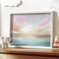 Landscape sea view, nursery wall art, gender neutral, sky, beach nursery decor, sunset print, sunrise print, nursery print, baby room