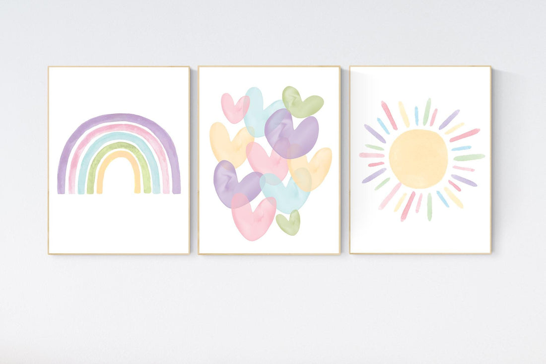 Nursery prints rainbow, girl nursery, pastel nursery, Nursery decor girl, nursery wall art, rainbow print, flower nursery, boho prints