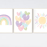 Nursery prints rainbow, girl nursery, pastel nursery, Nursery decor girl, nursery wall art, rainbow print, flower nursery, boho prints