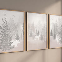 Nursery decor woodland, mountain wall art, gray nursery decor, adventure theme nursery, forest, grey nursery, woodland animals