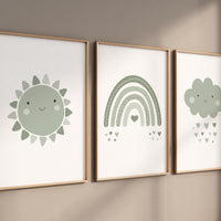 Nursery prints rainbow, gender neutral, sage green nursery wall decor, rainbow, sun nursery, nursery wall art, gender neutral, green nursery