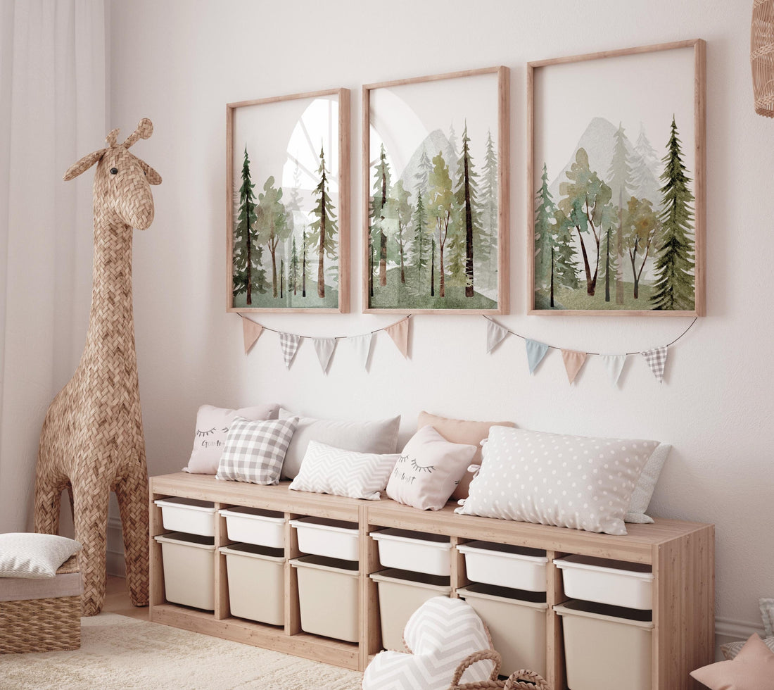 Nursery decor mountain, nursery wall art, tree nursery, adventure theme nursery, sage green, Mountain Decor, Forest Nursery, Nature Theme
