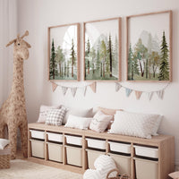 Nursery decor mountain, nursery wall art, tree nursery, adventure theme nursery, sage green, Mountain Decor, Forest Nursery, Nature Theme