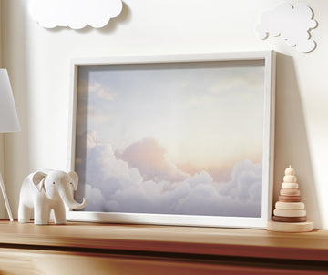 Cloud artwork, nursery wall art, gender neutral, dreamy sky decor, pastel cloud print, nursery cloud wall art, nursery print, baby room art