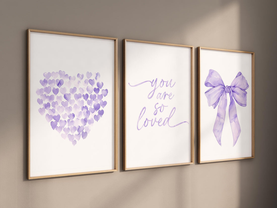 Bow print wall art, Bow nursery print, pink Bow nursery wall art, bow nursery art, purple nursery, bow print wall art, you are so loved