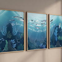 Under the sea wall art, Ocean nursery decor, Nautical nursery print set, under the sea nursery, gender neutral nursery, ocean, nautical
