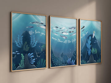 Under the sea wall art, Ocean nursery decor, Nautical nursery print set, under the sea nursery, gender neutral nursery, ocean, nautical