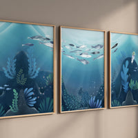Under the sea wall art, Ocean nursery decor, Nautical nursery print set, under the sea nursery, gender neutral nursery, ocean, nautical