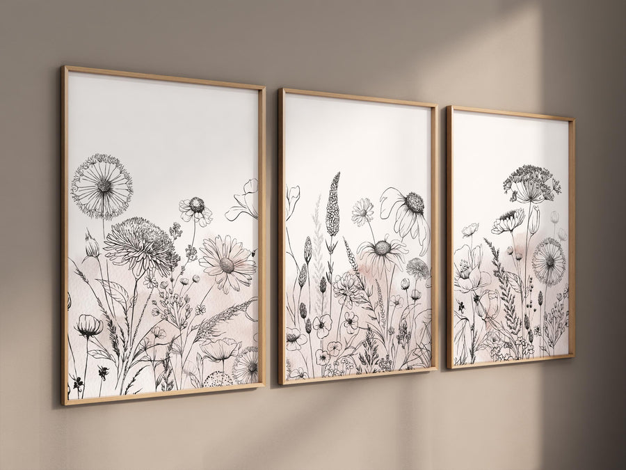 Boho Botanical Prints, girl nursery decor, Wildflower Nursery, floral nursery, blush pink, Wild Flowers, Flower Nursery, blush nursery