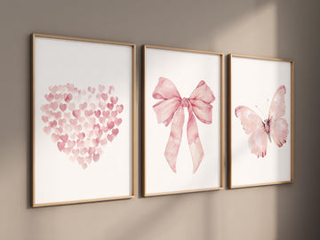 Bow print wall art, Bow nursery print, pink Bow nursery wall art, bow nursery art, bow nursery decor, bow print wall art, butterfly print