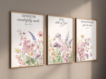 Boho Nursery wall art, Wildflower Nursery Decor, Floral Nursery, Girl Nursery Decor, vintage flower nursery, bible verse, christian wall art