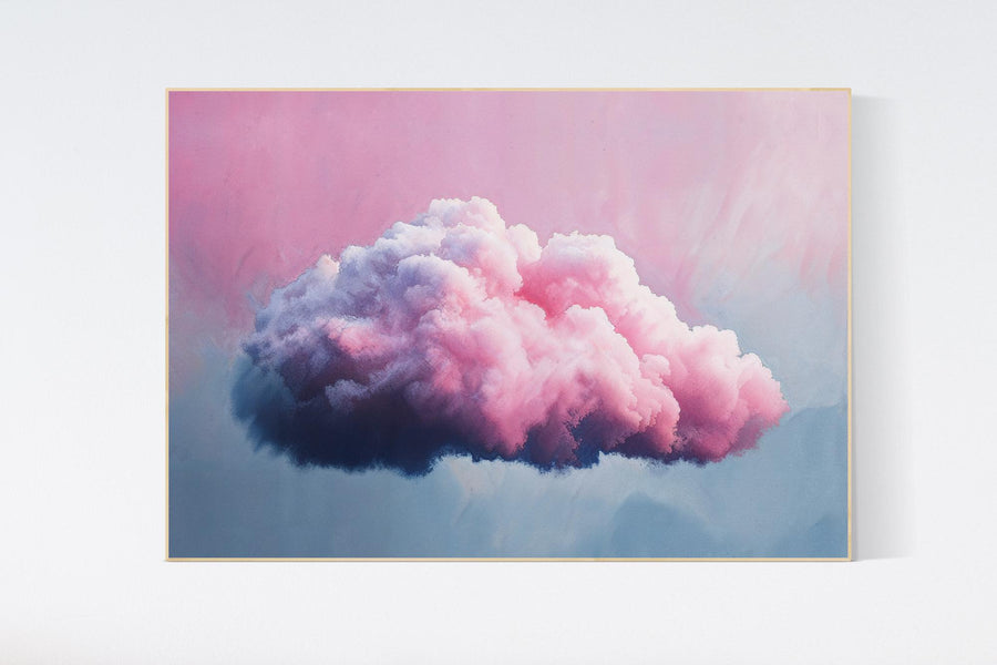 Pink cloud artwork, girl nursery wall art, dreamy sky decor, pastel cloud print, girls room decor, nursery cloud wall art, nursery print