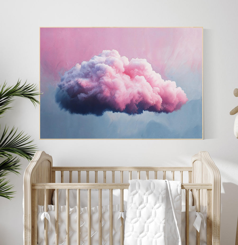 Pink cloud artwork, girl nursery wall art, dreamy sky decor, pastel cloud print, girls room decor, nursery cloud wall art, nursery print