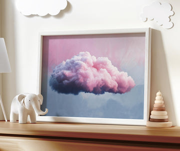 Pink cloud artwork, girl nursery wall art, dreamy sky decor, pastel cloud print, girls room decor, nursery cloud wall art, nursery print