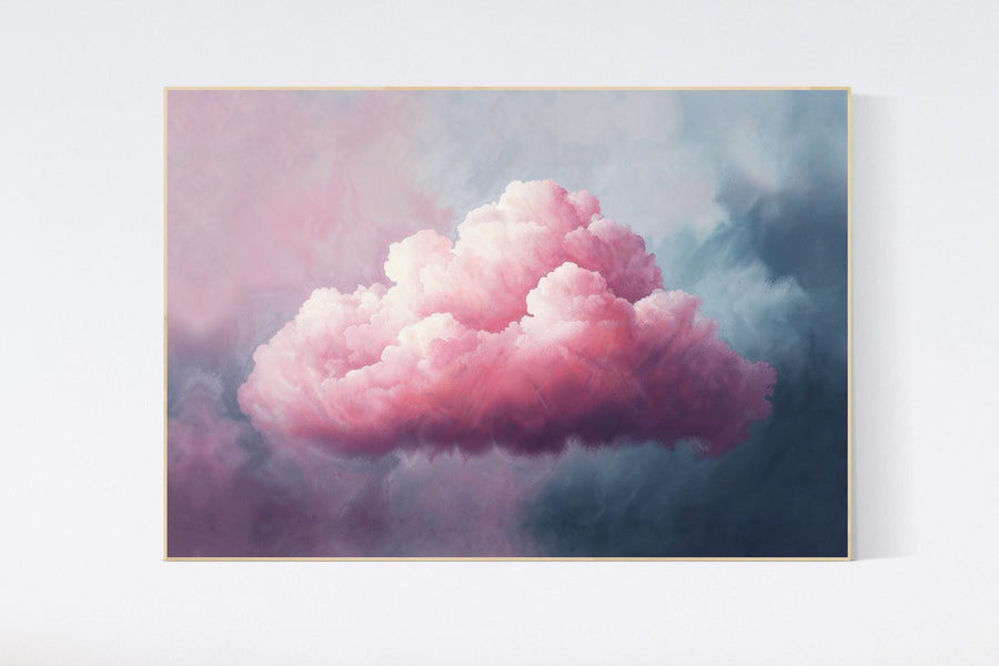 Pink cloud artwork, girl nursery wall art, dreamy sky decor, pastel cloud print, girls room decor, nursery cloud wall art, nursery print