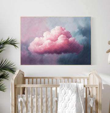 Pink cloud artwork, girl nursery wall art, dreamy sky decor, pastel cloud print, girls room decor, nursery cloud wall art, nursery print