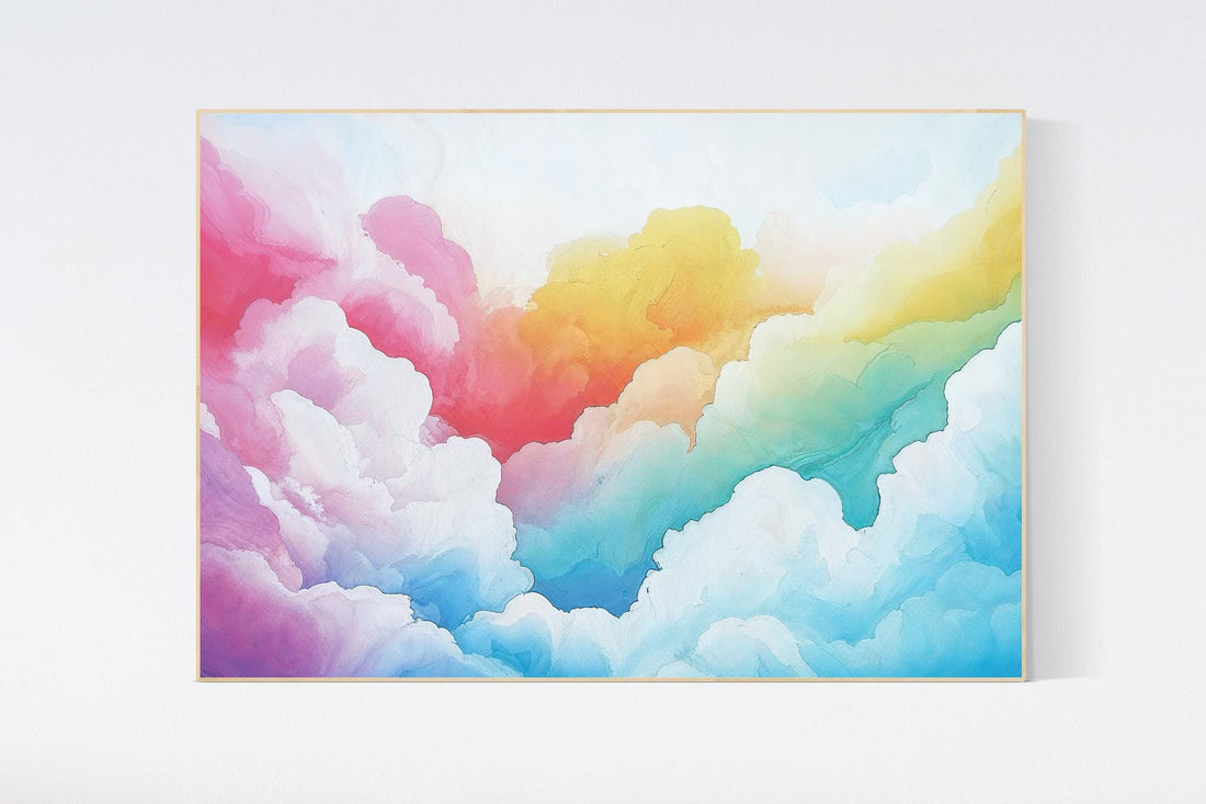 Pink cloud artwork, girl nursery wall art, dreamy sky decor, pastel cloud print, girls room decor, nursery cloud wall art, nursery print