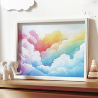 Pink cloud artwork, girl nursery wall art, dreamy sky decor, pastel cloud print, girls room decor, nursery cloud wall art, nursery print