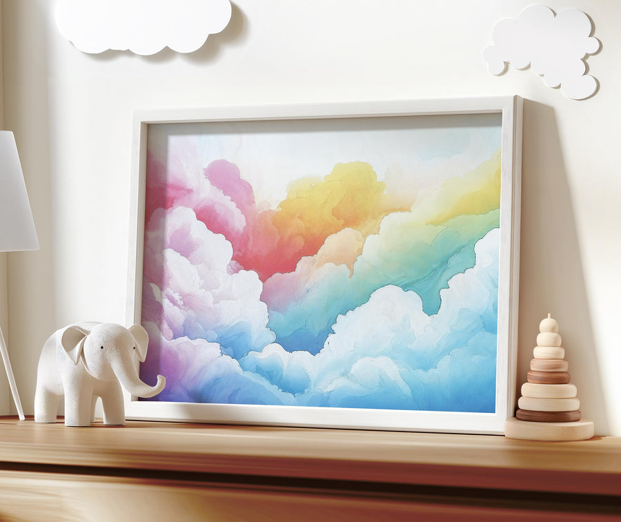 Pink cloud artwork, girl nursery wall art, dreamy sky decor, pastel cloud print, girls room decor, nursery cloud wall art, nursery print