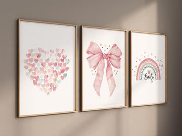 Bow print wall art, Bow nursery print, pink Bow nursery wall art, bow nursery art, bow nursery decor, bow print wall art, rainbow nursery