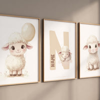 Sheep nursery decor, Gray nursery decor, nursery decor lamb, nursery wall art sheep, gender neutral nursery, grey nursery, baby room prints