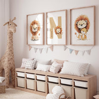 Lion prints, lion nursery, safari animal wall art, lion family decor, baby nursery prints, jungle themed posters, safari themed, lion poster