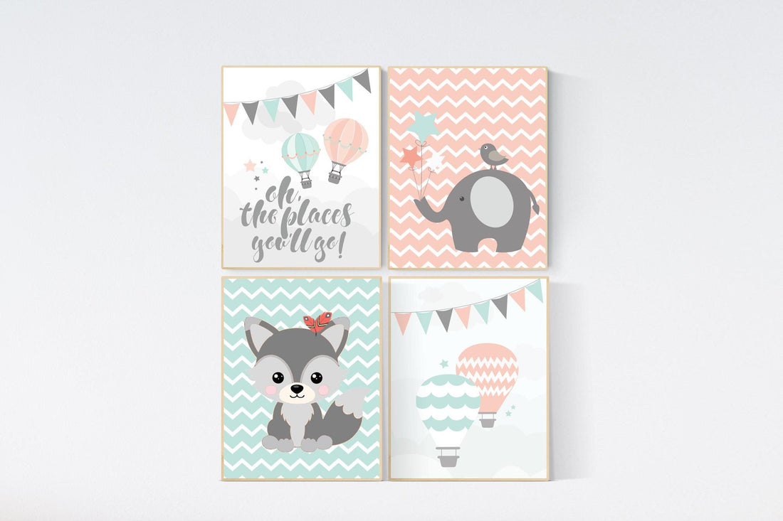 Coral teal nursery, Oh the places you&