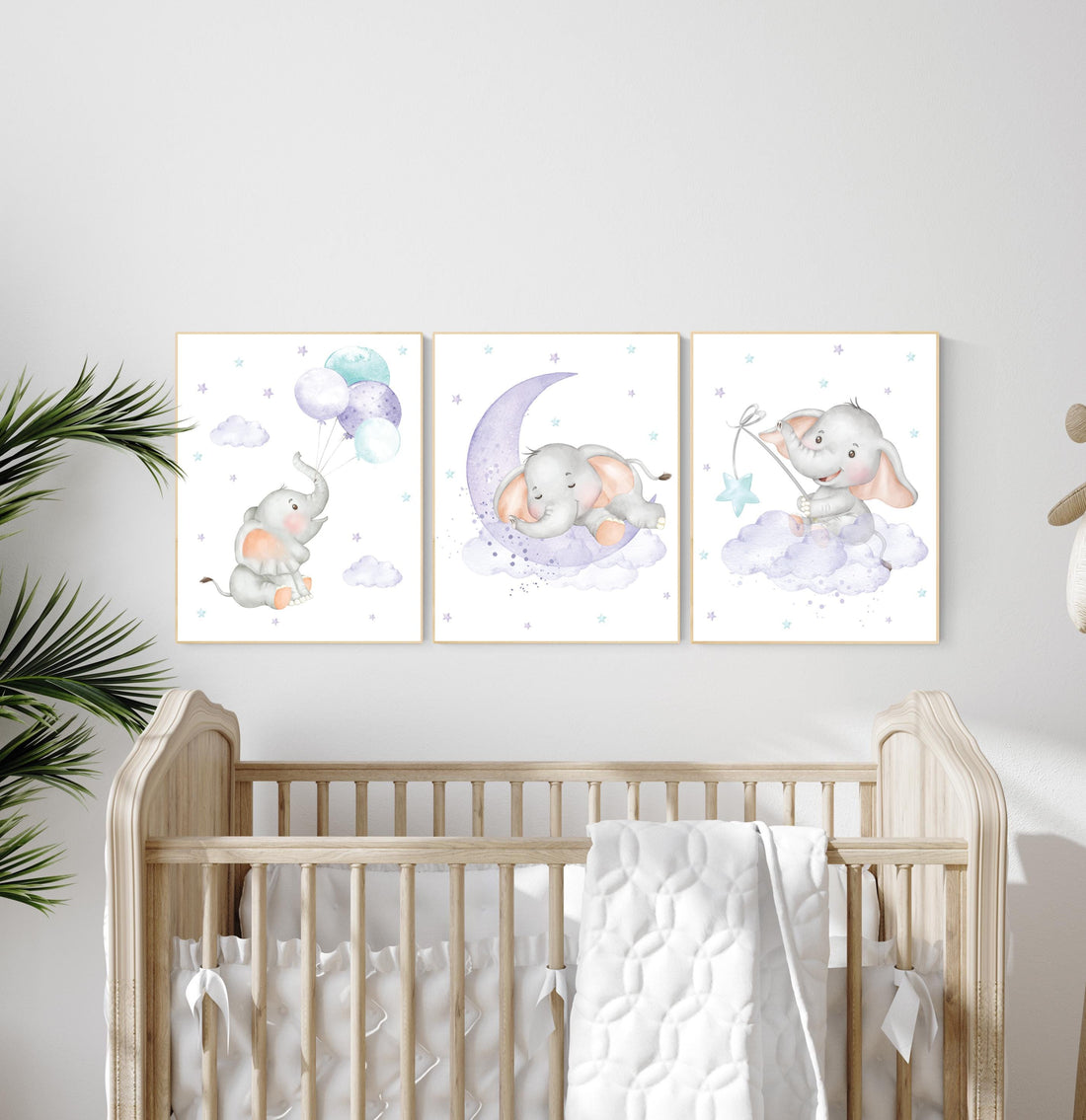 Nursery decor girl, purple teal, elephant nursery decor, lilac nursery print, lavender, baby room decor, nursery wall art, elephant print