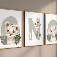 Safari Nursery Wall Prints, Boho Nursery Prints, jungle animals, Sage Green Nursery Art, animal Nursery Decor, animal prints