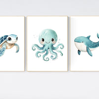 Ocean nursery decor, Nautical nursery print set, under the sea nursery, gender neutral nursery, ocean, nautical, Under the sea wall art