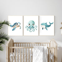 Ocean nursery decor, Nautical nursery print set, under the sea nursery, gender neutral nursery, ocean, nautical, Under the sea wall art