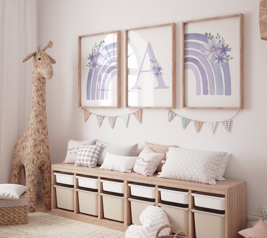 Rainbow nursery, girl nursery decor, purple nursery, rainbow nursery wall art, lavender nursery, lilac nursery, girls room decor