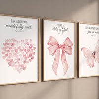 Bow print wall art, Bow nursery print, pink Bow nursery wall art, bow nursery art, bow nursery, bible verse, christian art, butterfly print