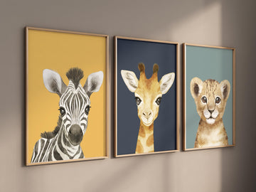 Safari animal wall art set, Animal Prints, Animal Nursery wall art, safari animals, animal Nursery Decor, gender neutral nursery, baby room