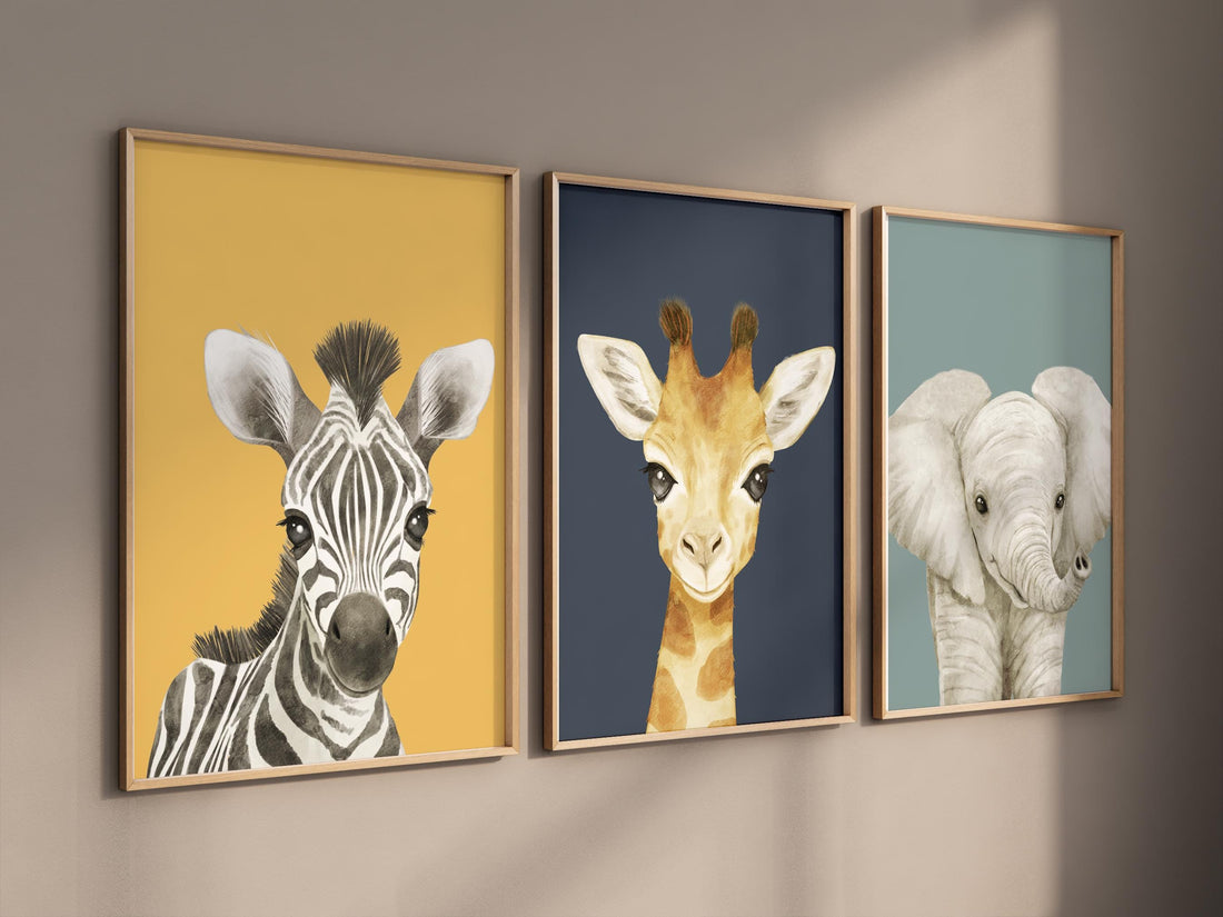 Safari animal wall art set, Animal Prints, Animal Nursery wall art, safari animals, animal Nursery Decor, gender neutral nursery, baby room