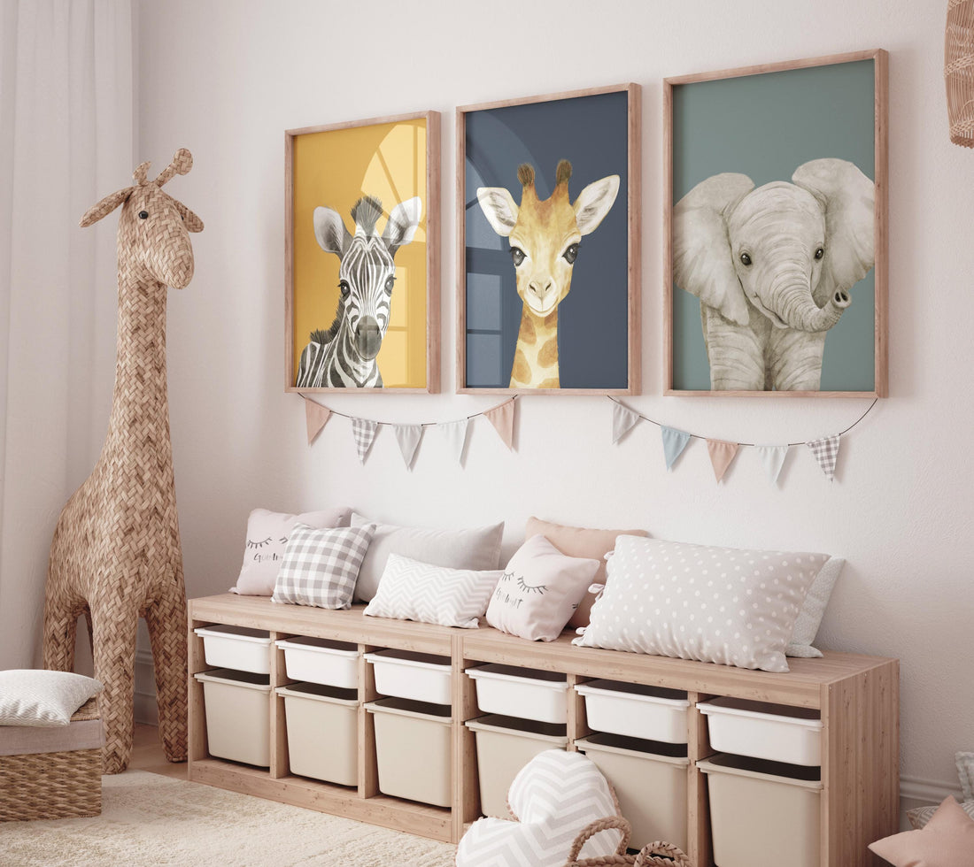 Safari animal wall art set, Animal Prints, Animal Nursery wall art, safari animals, animal Nursery Decor, gender neutral nursery, baby room