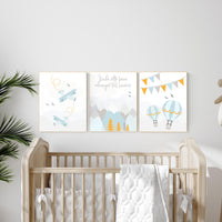 Nursery decor boy adventure, adventure nursery, travel theme nursery, hot air balloon nursery, plane nursery, boys room decor
