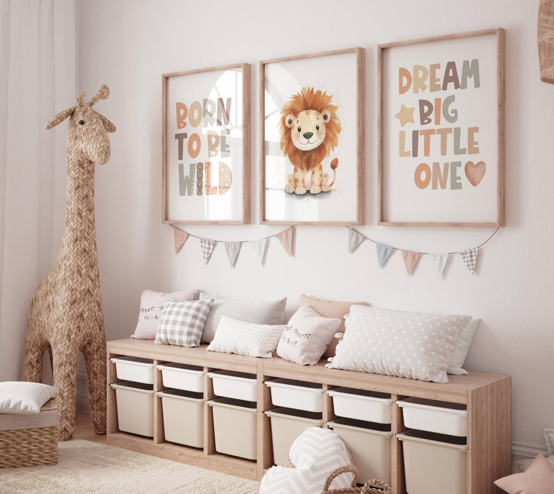 Lion prints, lion nursery, safari animal wall art, lion family decor, baby nursery prints, jungle themed posters, safari themed, lion poster